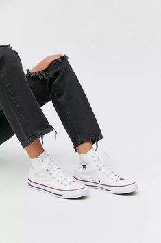 Converse Chuck Taylor All Star High Top Sneaker | Urban Outfitters High Tops Outfit, High Top Converse Outfits, High Top Chucks, Perfect Sneakers, White High Tops, Outfits With Converse, High Top Sneaker, Pinterest Fashion, Fashion Fits