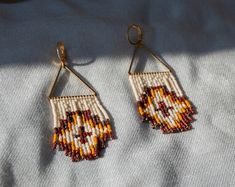 Unique Boho Beaded Earrings Aztec Boho Earrings Fringe Beaded Earrings - Etsy Brown Tiny Beads Earrings For Gift, Unique Tiny Beaded Earrings For Festival, Artisan Drop Earrings With Tiny Beads, Unique Festival Earrings With Tiny Beads, Brown Earrings With Tiny Beads For Gift, Artisan Tiny Beads Earrings For Festival, Artisan Earrings With Tiny Beads For Festival, Handmade Vintage Beaded Earrings With Round Beads, Vintage Handmade Beaded Earrings