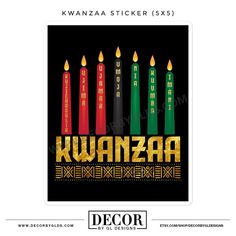 the kwanza sticker is shown with candles