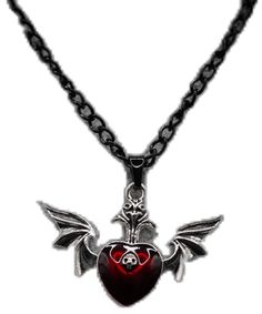 Red Heart Pendant Necklace, Red Heart Pendant, Necklace Gothic, Silver Wings, Gothic Style, Heart Pendant Necklace, Gothic Fashion, Red Heart, Pendant Necklaces