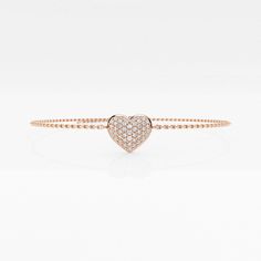 1/4 ctw Round Lab Grown Diamond Pave Heart Chain Bracelet Chain Bracelet - 7 Inches 14K Rose Gold FG, VS2+ Elegant Rose Gold Heart Cut Bracelet, Rose Gold Heart-shaped Diamond Bracelet, Formal Rose Gold Heart Bracelet, Rose Gold Diamond Heart Bracelet In Fine Jewelry Style, Rose Gold Diamond Heart Bracelet Fine Jewelry, Rose Gold Diamond Heart Bracelet For Valentine's Day, Fine Jewelry Rose Gold Heart Diamond Bracelet, Rose Gold Diamond Chain Bracelet For Anniversary, Anniversary Rose Gold Diamond Chain Bracelet