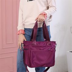 Lightweight Large Capacity Zipper Crossbody Shoulder Bag Shopvhs.com Purple Satchel With Large Capacity, Purple Shoulder Bag With Double Handle And Zipper Closure, Large Capacity Purple Satchel, Casual Laptop Shoulder Bag With Zipper, Casual Daily Use Laptop Bag, Casual Laptop Bag With Zipper And Double Handle, Casual Laptop Bag With Zipper Closure And Double Handle, Purple Travel Bag For Everyday Use, Bag College