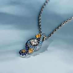 In a stunning display of style and craftsmanship, this necklace is brought to you. A combination of light blue, midnight blue, yellow gold and white stones, the necklace is a premium miniature version of Van Gogh's timeless Starry Night painting. This piece of work reminds us to trust our dreams and not believe the critics of the world. "There is always hope, even in the darkest of times." So trust your dream and let this alluring jewelry make a statement.Carat Weight: 1.457 ctStone Size: 3.5,1. There Is Always Hope, Starry Night Painting, The Starry Night, Yellow Necklace, White Stones, Night Painting, Yellow Stone, Necklace Online, Aquamarine Blue