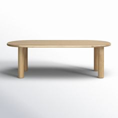 an oval wooden table on a white background