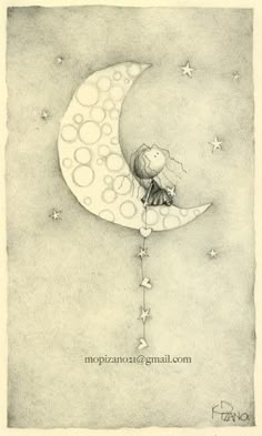 Maricarmen Pizano Stars In The Sky, Good Night Moon, On The Moon, Moon Art, Childrens Illustrations, Childrens Art, Moon Child, Children's Book Illustration