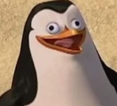 a cartoon penguin with an angry look on its face