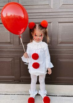 DIY Toddler Pennywise costume Penny Wise Toddler Costume, It Toddler Costume, Toddler Clown Costume Girl, Little Kid Halloween Costumes Girl Diy, Toddler Diy Costume, Diy Pennywise Costume Kids, Halloween Costumes For 2 Year Girl, Scary Toddler Halloween Costumes, Kids Pennywise Costume