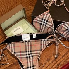 Check Stretch Nylon Triangle Bikini, Never Worn, New In Box Designer Beach Swimwear For Summer, Designer Summer Swimwear For Beach, Burberry Swim, Womens Swim, Burberry, Swimming, Money, Women Shopping, Quick Saves