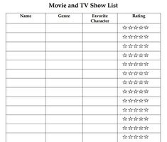 the movie and tv show list is shown in this printable worksheet for kids