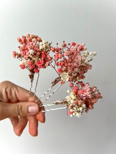 Dried flower hair pins for Blush Pink wedding celebration. Blush Pink Boho Wedding, Pink Boho Wedding, Bridal Hair Pieces Boho, Hair Pins Diy, Boho Wedding Accessories, Flower Hair Clips Wedding, Diy Fleur, Boho Bridal Hair, Flower Hair Pins