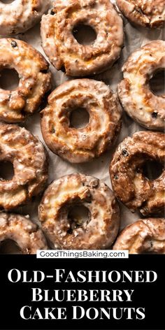 old - fashioned blueberry cake donuts with icing on top