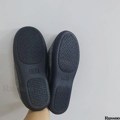 Russoo - Cushioned Mens House Slippers: Comfortable Slip-on Footwear with Non-Slip Soles and Warm Fuzzy Lining, Ideal for Indoor Use During Autumn and Winter Seasons Comfortable Non-slip Low-top Slippers, Casual Indoor Synthetic Slippers, Non-slip Slip-on Slippers With Round Toe, Non-slip Slip-on Slippers, Casual Indoor Slippers With Rubber Sole, Casual Indoor Slippers With Textured Sole, Gray Synthetic Flat Slippers, Casual Non-slip Closed Toe Slippers, Casual Closed Toe Slip-resistant Slippers