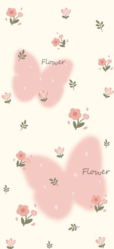 pink flowers on a white background with the words flower written in black and red ink