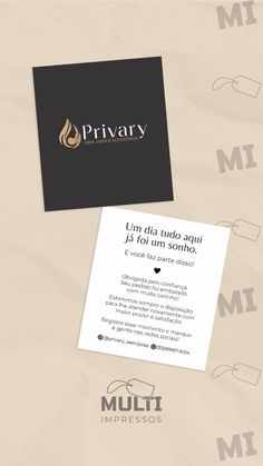 two business cards with the words privacy on them