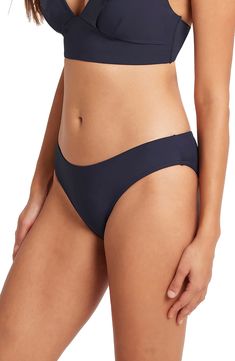 These bikini bottoms offer a comfortable and chic fit thanks to supportive powermesh lining. Powermesh lining Moderate back coverage 85% recycled polyester, 15% elastane Hand wash, dry flat Imported Seamless Polyamide Swimwear For Sports, Seamless Polyamide Sports Swimwear, Workout Swimwear With Minimal Stretch, Lightweight Sporty Swimwear, Nylon Swimwear Briefs With Moderate Back Coverage, Moderate Coverage Nylon Swimwear, Seamless Nylon Swimwear With Minimal Stretch, Sports Swimwear With Smoothing Nylon Material, Sports Swimwear With Smoothing Nylon