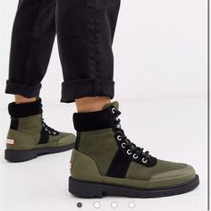 Green Hunter Commando. Sold Out. $205 Cool Women, Olive Style, Best Winter Boots, Hiker Boots, Leather Heeled Boots, Hunter Shoes, Women Hunters, Moon Boots, Womens Boots Ankle