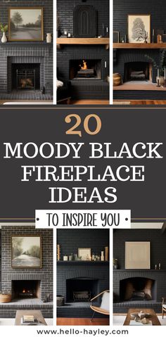 20 Moody Black Fireplace Ideas To Inspire You Black Fireplace Brown Mantel, Black On Black Fireplace, Black Fireplace With Gold Accents, Soap Stone Fireplace Hearth, Black Painted Mantel Fireplaces, Moody Fireplace Mantle, Black Fireplace Gray Walls, Bold Fireplace Ideas, Wood Fireplace Remodel