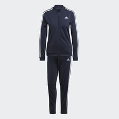 adidas Shop the Essentials 3-Stripes Track Suit - Blue at adidas.com/us! See all the styles and colors of Essentials 3-Stripes Track Suit - Blue at the official adidas online shop. Cotton Activewear With Three Stripes For Workout, Cotton Activewear With Three Stripes For Sports Season, Adidas Sporty Tracksuit For Sports, Casual Striped Activewear For Sports, Blue Adidas Activewear For Jogging, Blue Activewear For Jogging With Three Stripes, Sportswear Tracksuit With Side Stripes For Sports, Athletic Tracksuit With Side Stripes For Sports, Adidas Sportswear Activewear With Three Stripes