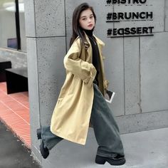 Girls Trench Coat Autumn Loose Casual Khaki Long Outerwear for Kids Fashion Daily Teenager School Children Coats 12 13 14 Years - AliExpress 1501 Girls Trench Coat, Long Outerwear, Fashion Design Clothes, Trench Coat, Kids Fashion, Winter Outfits, Fashion Design, Clothes