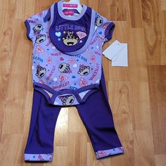 Bib Pants And Onesie. Monkey Print (B) Playful Purple Bottoms For Playtime, Grey Nike Tracksuit, Purple Cotton Bottoms For Playtime, Boys Jean Jacket, Sanrio Baby Clothes, Light Purple Baby Clothes, Disney Infant Clothes, Purple Infant Clothes, Fleece Outfit