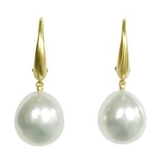 Dalben Design Australian South Sea Pearl Yellow Gold Dangle Earring | From a unique collection of vintage Dangle Earrings at https://www.1stdibs.com/jewelry/earrings/dangle-earrings/. Yellow Gold Earrings, Sea Pearl, South Seas, South Sea Pearls, Sea Pearls, Yellow Gold Earring, Dream Board, Australian Opal, Gold Earrings Dangle