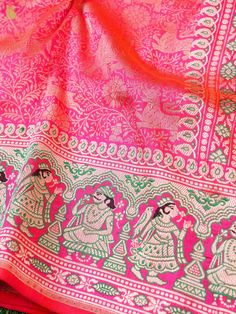 Add a traditional flavour to your closet with this beautiful pure pink Katan silk handloom Banarasi saree, a regal masterpiece. The beauty of this saree is in its meticulously detailed Raja Rani Motifs weaved on the border and pallu of the saree, along with Shikargah (animal motifs) work all over the body of the saree Pink Katan Silk Pre-draped Saree For Festivals, Traditional Pink Katan Silk Pre-draped Saree, Pink Pre-draped Saree With Motifs, Festive Pink Pre-draped Saree With Motifs, Traditional Pink Pre-draped Saree In Chanderi, Pink Paithani Silk Pre-draped Saree For Traditional Ceremonies, Traditional Pink Pre-draped Chanderi Saree, Pink Paithani Silk Traditional Wear With Traditional Patterns, Pink Paithani Silk Traditional Wear With Patterns