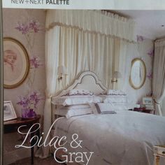 the front cover of a magazine with an image of a bed and dresser in it