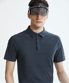 Made with newly developed high-end Italian high-performance imported material. The latest technical European functional material, with a laser horizontal line punching cut patterned on the fabric itself. Plus it has a moisture function, the subtle horizontal texture, and the T-shirt feels understated function and elegance in the fabric itself adding a luxurious look. FIT Model is 6ft and wearing large top / medium bottom. Fabric Nylon 73% Span 27% Size Chart SIZE Full Length Chest Shoulder Width Functional Short Sleeve Golf Tops, Functional Breathable Tops For Golf, Modern Short Sleeve Sports Top, Technical Short Sleeve Tops For Golf, Moisture-wicking Golf Top, Collar Neck Dress, Studded Skirt, Pleats Skirt, Check Pants