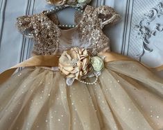 Champagne Dress , 1er Birthday Dress, Flower Girl Dress,tulle Tutu Dress, Baby Toddler Dress, - Etsy Wedding Princess Dress In Glitter Tulle, Gold Princess Pageant Dress For Dress-up, Gold Embellished Tulle Dress, Fitted Glitter Tulle Tutu Dress For Pageant, Gold Sequined Princess Dress For Wedding, Princess Style Embellished Tutu Dress For Wedding, Princess Style Embellished Wedding Tutu Dress, Elegant Gold Glitter Tulle Dresses, Embellished Glitter Tulle Princess Dress For Wedding