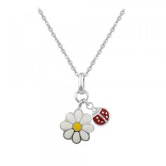 Baby to teenage girls necklace is made of sterling silver and features enameled daisy and ladybug pendants. Three optional lengths of trace chains are adjustable sizes from 12, 13 and 14 inches; 14, 15 and 16 inches; 16, 17 and 18 inches with secure lobster claw clasp. Gift choice for children of all ages. #pendant necklace #pendant necklace for girls #baby pendant necklace #toddler pendant necklace #children pendant necklace #teens pendant necklaces Children Jewelry, Ring Boy, Diamond Circle Pendant, Girls Necklace, Princess Fashion, Necklace For Girls, Daisy Pendant, Dainty Pendant, White Gold Chains