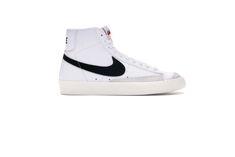 Men’s Nike Blazer Mid '77 Vintage Style # BQ6806-100 Color: White/Black Lena Outfits, Nike Blazer Black, Blazer Mid 77 Vintage, Nike Blazers, Embroidered Socks, Anime Jewelry, Nike Blazer Mid 77, Nike Blazer Mid, Nike Blazers Mid