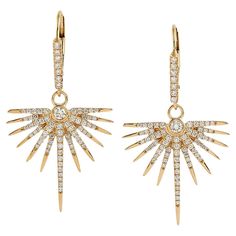 18KT:4.751g, Diamond:0.92ct, Size: 41X21 MM" Pave Jewelry, Star Burst, Diamond Star, Drop Dangle Earrings, Ear Jewelry, 18k Rose Gold, Pave Diamonds, Jewellery And Watches, Precious Stones