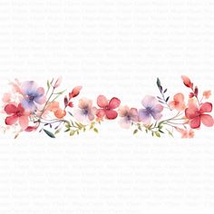 watercolor flowers and leaves on a white background