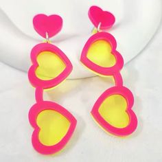 Pair of novelty earrings. Perfect gift.  Any questions, please do not hesitate to ask.  I aim to post all items within 24hours of payment received and can combine postage if multiple items purchased :) Trendy Yellow Earrings For Summer, Cute Multicolor Earrings For The Beach, Cute Multicolor Earrings For Beach, Cute Multicolor Beach Earrings, Trendy Pink Summer Earrings, Playful Plastic Jewelry For The Beach, Fun Yellow Earrings For Summer, Handmade Funky Earrings For Summer, Trendy Summer Plastic Jewelry