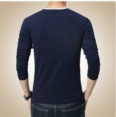 Pattern Type: StripedSleeve Style: ConventionalSleeve Length: FullStyle: FashionFabric Type: BroadclothMaterial: Cotton, SpandexCollar: O-Neck ﻿SKU: 268470 Blue Stretch V-neck T-shirt, Casual Long Sleeve Stretch T-shirt, Fitted Long Sleeve Blue T-shirt, Navy Stretch V-neck Top, Navy Stretch Cotton Tops, Navy Stretch Long Sleeve Tops, Blue Stretch Shirt For Fall, Casual Navy Stretch Tops, Blue Long Sleeve T-shirt