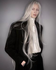 Feminine Guys, Sketchbook Art, Oc Ideas, Hair Reference, Black Suit, Pose Reference Photo, Long Hair Styles Men