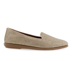 Aerosole's Betunia is an updated version of a classic slip-on loafer that you totally need in your closet. The flattering almond toe creates a smart silhouette, while the soft memory foam insole provides ultimate comfort with every step. Pair the Betunia with anything from your favorite pair of jeans or your favorite work outfit for a classic and stylish look! Faux Leather, Leather Denim, or Raffia Fabric upper, Easy slip-on entry, Approx. 3/4 inch heel, Foot flattering almond toe, Soft memory f Comfortable Slip-on Loafers With Pointed Toe, Classic Closed Toe Slip-ons With Textured Footbed, Classic Loafers With Woven Sole And Almond Toe, Classic Slip-on Loafers With Woven Sole, Classic Slip-ons With Woven Sole And Round Toe, Beige Slip-ons With Textured Sole For Work, Classic Slip-ons With Woven Sole, Classic Beige Loafers With Woven Sole, Classic Loafers With Woven Sole And Flat Heel