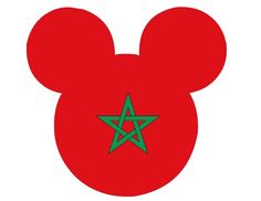 a red mickey mouse head with a star on it's forehead and green outline