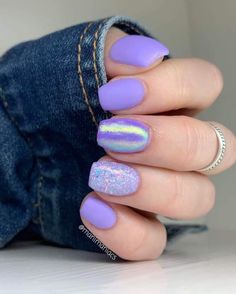 Blue Spring Nails, Trendy Short Nails, Nail Shapes Squoval, April Nails, Squoval Nails, Nagel Tips, Simple Gel Nails, Blue Spring, Short Acrylic Nails Designs