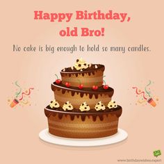 a birthday cake with chocolate frosting and cherries on top is shown in this happy birthday card