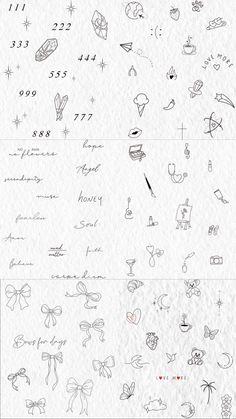 Discover the Trendiest Flash Tattoos of 2024 for Small and Stunning Body Art Tiny Flash Tattoo Sheet, Small Flash Tattoo Ideas Girly, Quote Tattoo With Design, Fine Line Wishbone Tattoo, Fine Line Girly Tattoos, Fineline Woman Tattoo, Patchwork Tattoo Ideas Fineline, Mini Hip Tattoos Women, Tattoos To Get In Paris