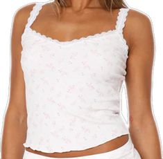 Feminine Summer Tops For Sleepover, Fitted Tank Sleepwear For Loungewear, Feminine Camisole For Pajama Party, Cotton Sleeveless Camisole For Pajama Party, White Camisole For Sleepover, Sleeveless Tops For Spring Pajama Party, Feminine Sleeveless Camisole For Sleepover, Spring Camisole Tank Top For Pajama Party, White Sleeveless Camisole For Pajama Party