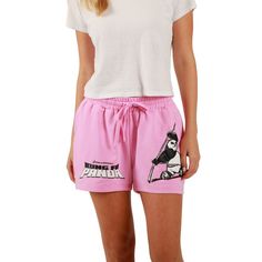 Embrace playful comfort with these pink Kung Fu Panda sweat shorts. Featuring a puff print of Po on one leg and black and white letters spelling out the movie's logo on the other, these shorts fuse whimsy with style. Crafted from 60% cotton and 40% poly French terry, they offer a perfect fit with a drawstring adjustable elastic waistband. Available in XS-XL, these officially licensed shorts are machine washable, ensuring effortless care. Immerse yourself in the world of Kung Fu Panda with this d Black And White Letters, Short Fuse, Pink Sweat, Puff Print, Kung Fu Panda, White Letters, Sweat Shorts, Kung Fu, French Terry