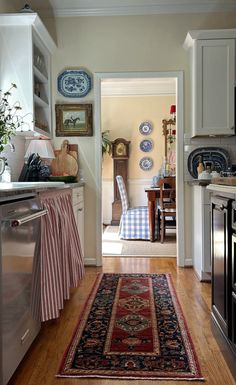 the kitchen is clean and ready to be used as a dining room or family room