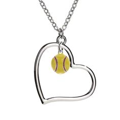 PRICES MAY VARY. Softball Player Favorite: Attention to realistic detail in the design. Each 25mm heart and 10mm charm is made with lightweight, quality materials making this a huge favorite with fans. Non-Tarnishing: Wear with confidence knowing each 14mm charm is hollow in back for ultimate comfort. The 18” chain with 1” extender creates an adjustable length and is hypoallergenic, protected from tarnishing and has no lead or nickel. Perfect Gift Idea: For a daughter, granddaughter friend or mo Softball Jewelry, Softball Necklace, Baseball Necklace, Sports Jewelry, Jewelry Heart, Enamel Necklaces, A Daughter, Silver Enamel, Watch Necklace