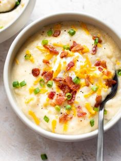 Baked Potato Soup Easy, Salt And Lavender, Loaded Baked Potato Soup Recipe, Easy Baked Potato, Baked Potato Soup Recipe, Clean Eating Soup, Loaded Potato Soup, Diy Easy Recipes, Loaded Baked Potato