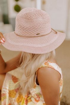 Top off your OOTD in the best way with our cute light blush hued 'Sun And Shade' hat featuring lightweight woven material, a floppy 3.5-inch brim, and a skinny accent band! 
 Hat Dimensions:
 Length: 14 inches
 Width: 13 inches
 Height: 5 inches
 Cranial Circumference: 22 inches Woven Hat, Blush, Ootd, Shades, Sun, Luxury Fashion, Band, Hats, Fashion Trends