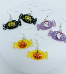 Treat yourself to our delightful Halloween candy earrings! Fun, colorful, and perfect for any spooky celebration. Made with: Silver coated iron Multicolor Halloween Earrings For Gift, Multicolor Halloween Earrings Gift, Fun Halloween Earrings For Gifts, Fun Halloween Earrings Gift, Fun Halloween Gift Earrings, Playful Halloween Earrings For Gifts, Playful Halloween Earrings For Gift, Playful Halloween Earrings As A Gift, Fun Halloween Earrings