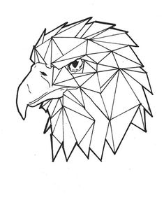 an eagle's head is shown in the shape of a geometric pattern on a white background