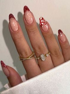 Nail Noel, Candy Cane Nails, Christmas Gel, December Nails, Winter Nails Acrylic